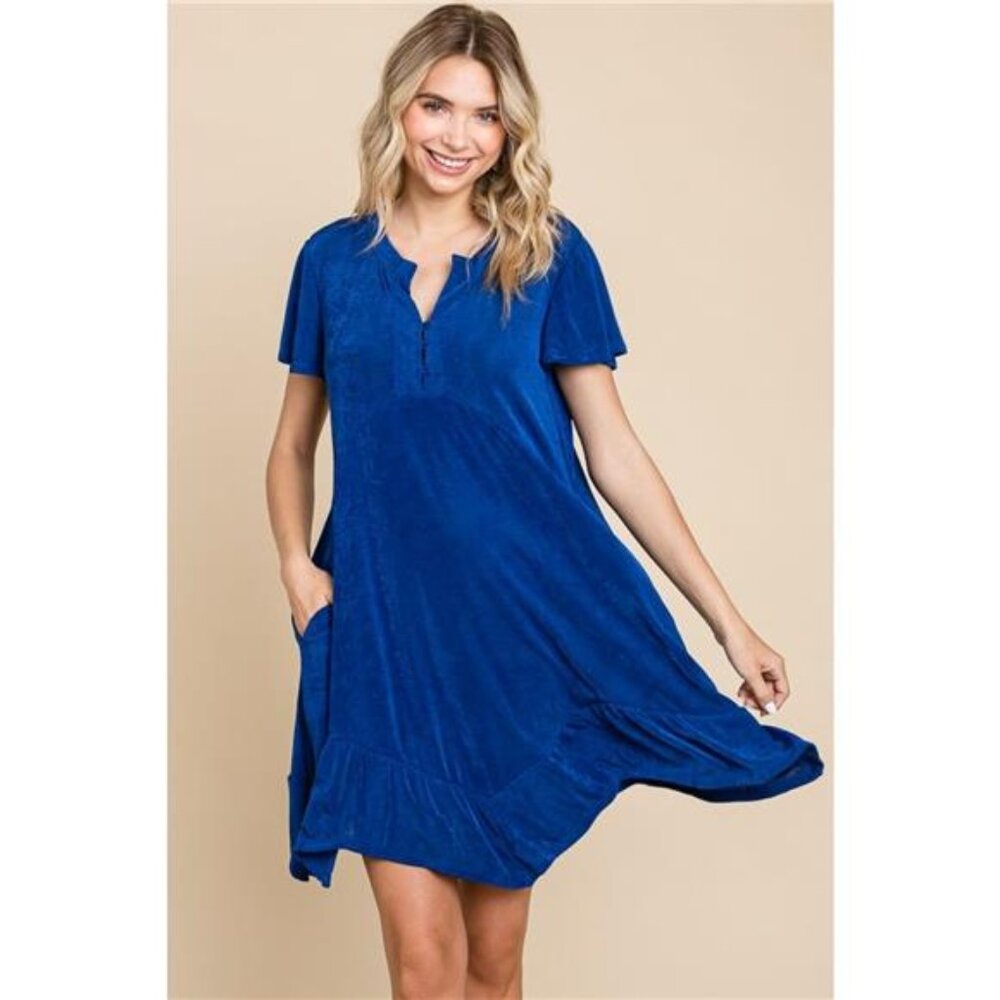 Culture Code‎ Full Size Short Sleeve Ruffled Asymmetric Hem Dress